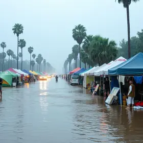 Chuva forte em BH deixa barracas destruídas e comerciantes da Feira Hippie ilhados chuva intensa em BH